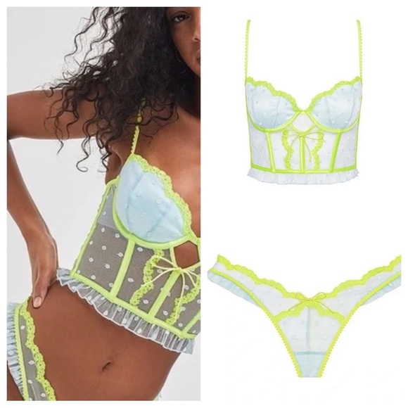New! SET For Love And Lemons Neon Dottie Bustier & Matching...
